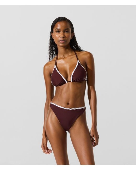 Karl Lagerfeld Brown Scallop Triangle Bikini Top