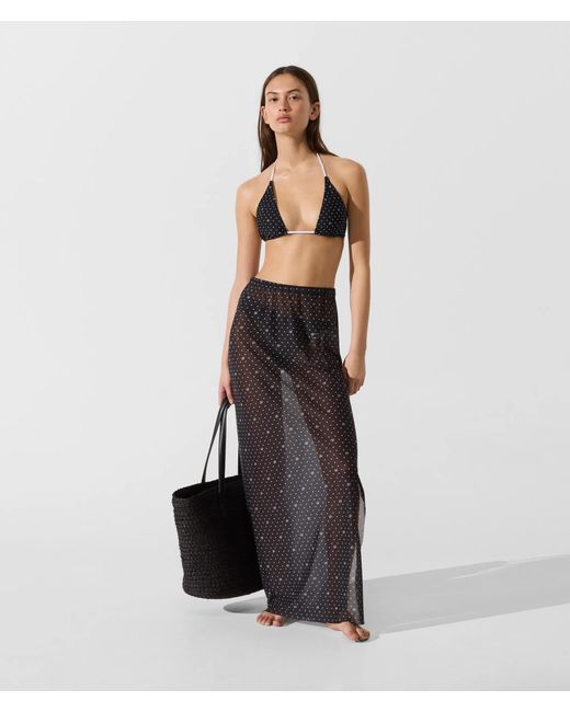Karl Lagerfeld Gray Polka Dot Mesh Pareo