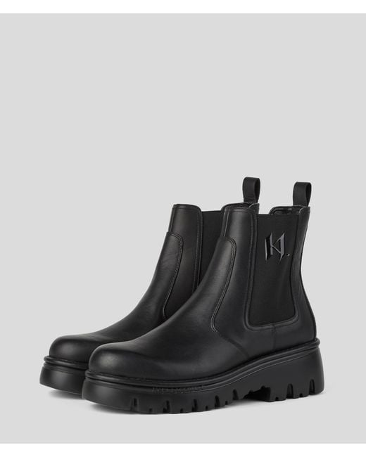 Karl Lagerfeld Black Kl Monogram Kombat Gore Boots for men