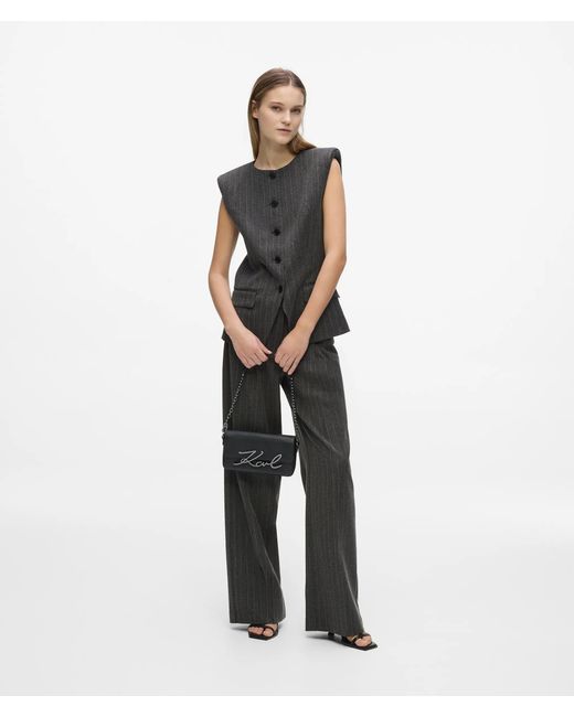 Karl Lagerfeld Black Pinstripe Tailored Vest