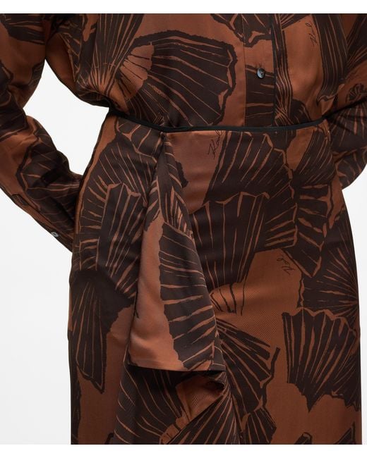Karl Lagerfeld Brown Fan Print Skirt