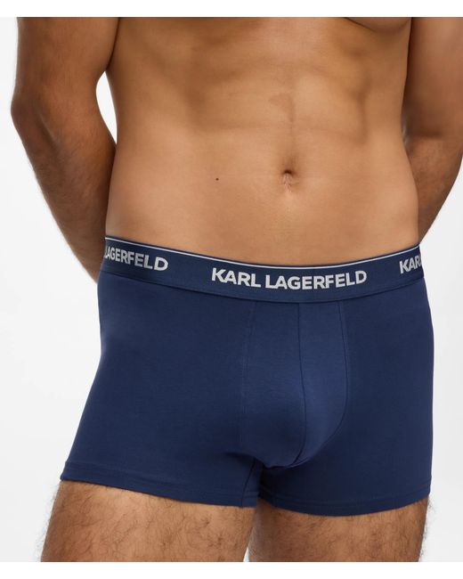 Karl Lagerfeld Blue Metallic Logo Trunks – 3 Pack for men