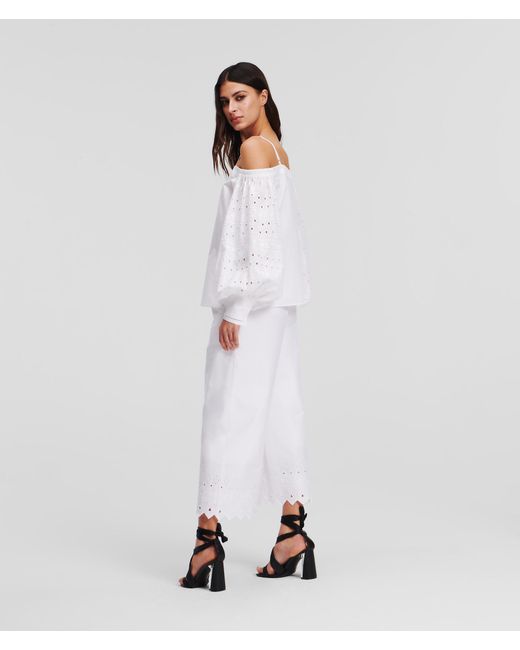 Karl Lagerfeld White Broderie Anglaise Off-shoulder Shirt