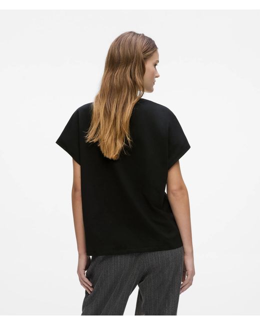 Karl Lagerfeld Black Autograph Cap-Sleeve T-Shirt