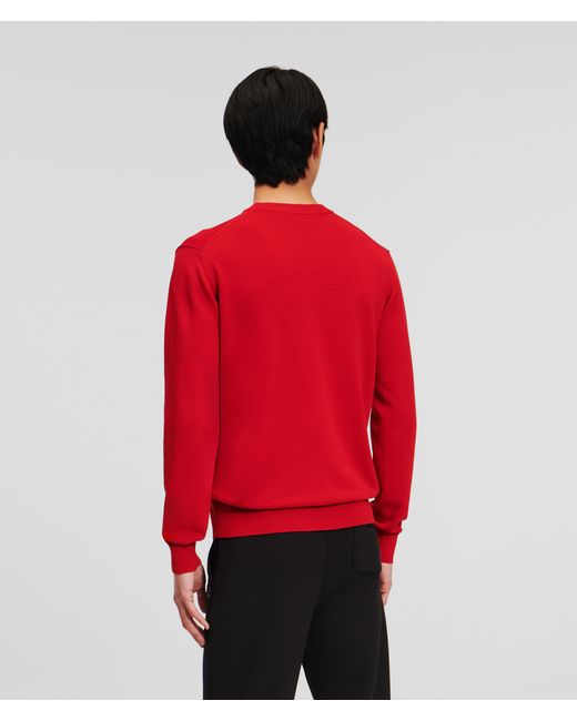 Karl Lagerfeld Red Knit Crew Neck Sweater for men