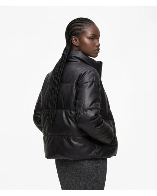 KL Jeans Black Faux-Leather Puffer Jacket