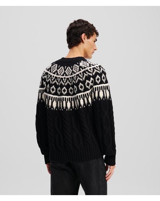 Karl Lagerfeld Black Kl Monogram Fairisle Sweater for men