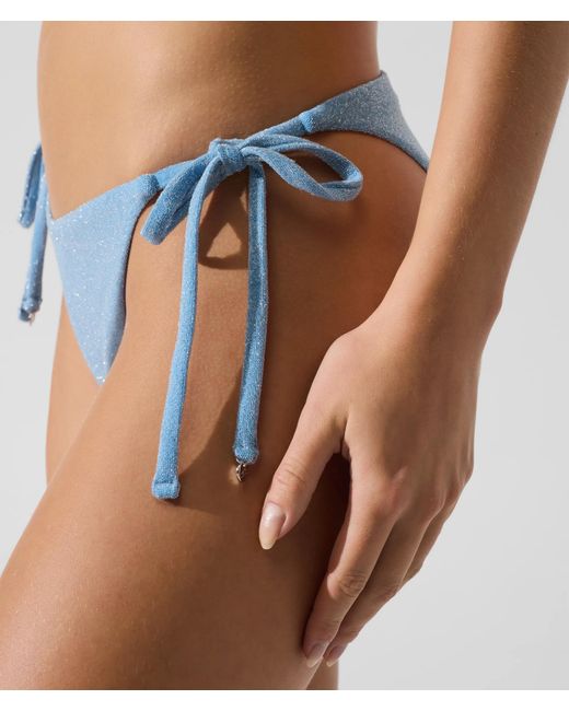 Karl Lagerfeld Blue Signature Tanga Bikini Bottoms