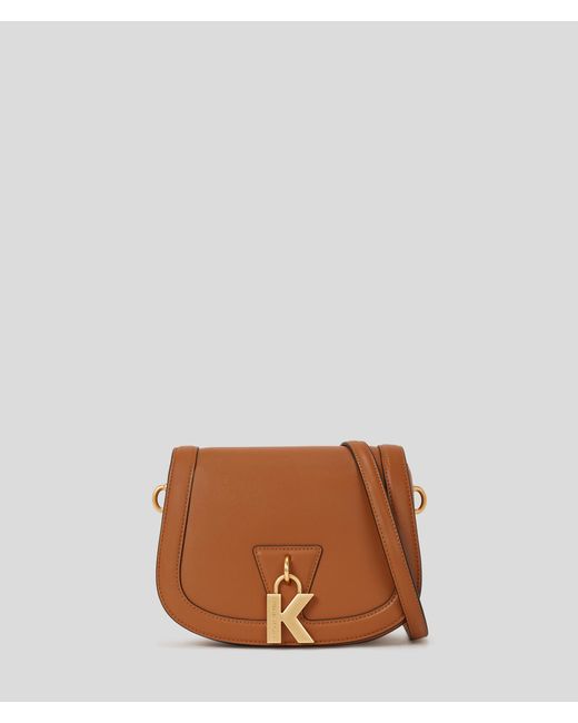 Karl Lagerfeld Brown K/lock Medium Crossbody Bag