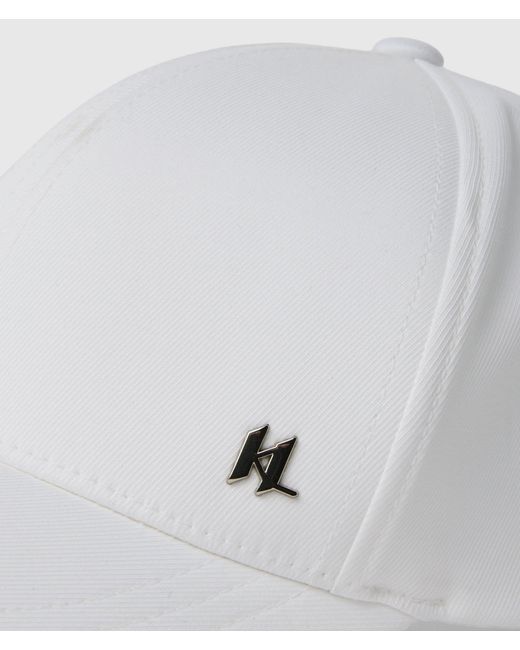 Karl Lagerfeld White Monogram Baseball Cap for men