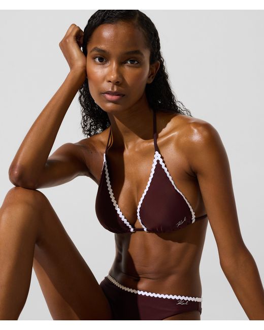 Karl Lagerfeld Brown Scallop Triangle Bikini Top