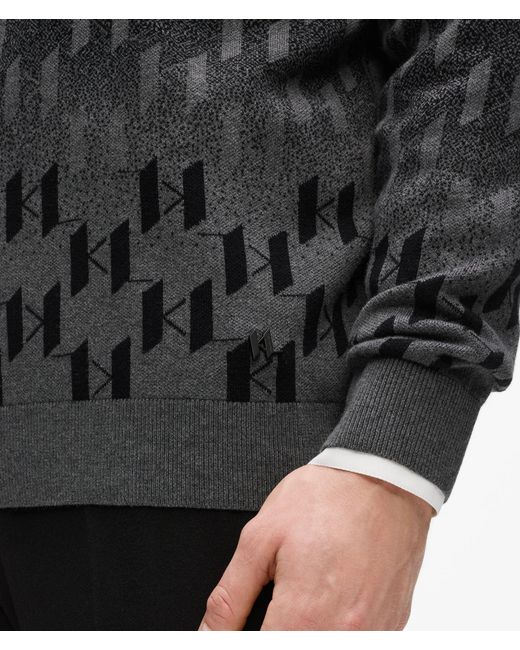 Karl Lagerfeld Black Gradient Monogram Sweater for men