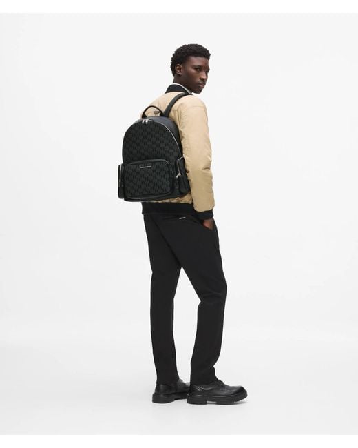 Karl Lagerfeld Black K/Monogram Jacquard Backpack for men