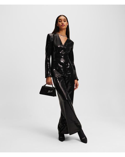 Karl Lagerfeld Black Sequin Jumpsuit