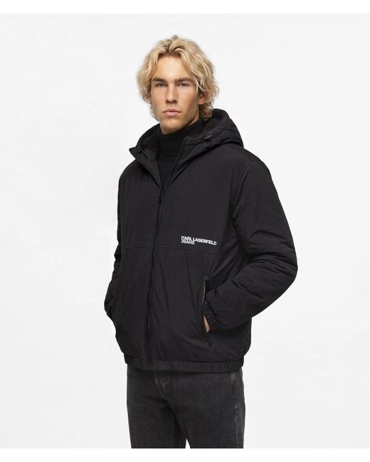 KL Jeans Black Reversible Teddy Puffer Jacket for men