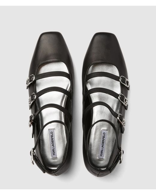 Karl Lagerfeld White Konnie Four-Strap Flats