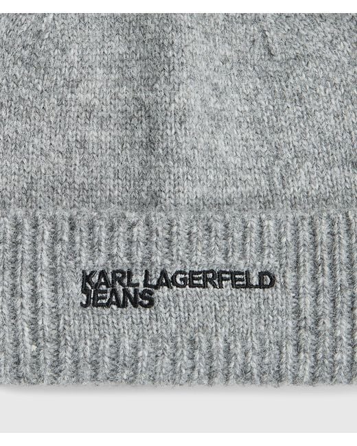 KL Jeans White Melange Beanie And Scarf Gift Set