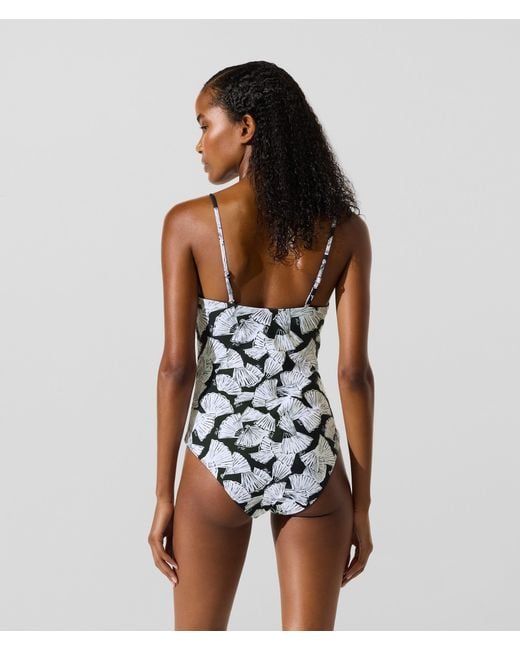 Karl Lagerfeld Blue Fan Print Swimsuit, Multicoloured