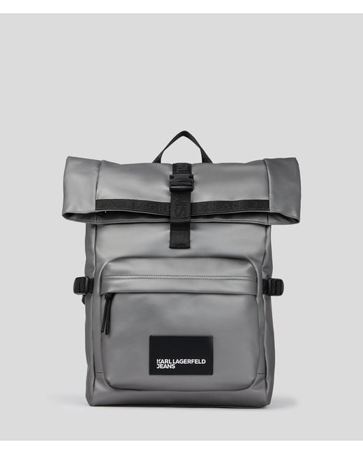 Karl Lagerfeld Gray Roll Top Backpack for men