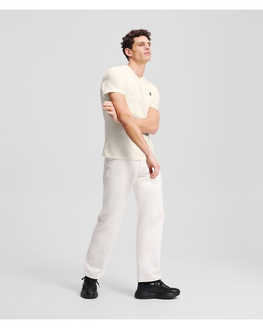 Karl Lagerfeld White Kameo V-Neck T-Shirt for men