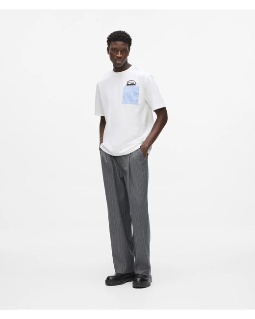 Karl Lagerfeld White Ikon Peeking Pocket T-Shirt for men