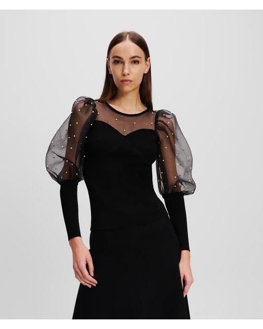 Pearl puff sleeve top sale