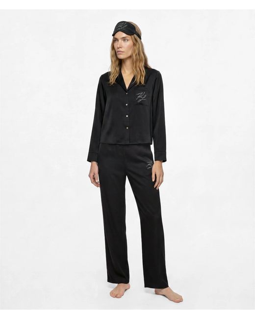 Karl Lagerfeld Black Autograph Rhinestone Pajama Set