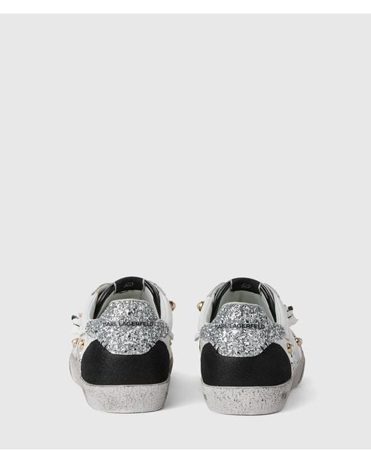 KL Jeans White Skool Karl Quote Studded Sneakers