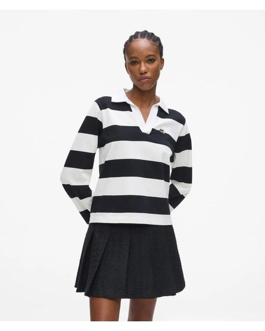 Karl Lagerfeld White Ikon Stripe Rugby Shirt