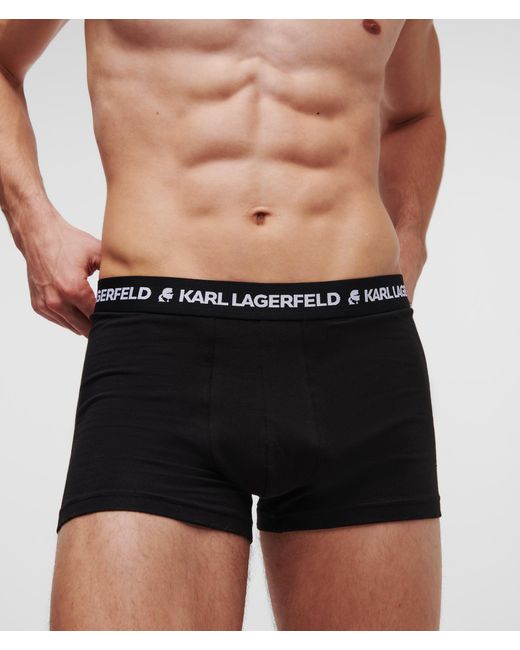 Karl Lagerfeld Black Karl Logo Monochrome Trunks - 3 Pack for men