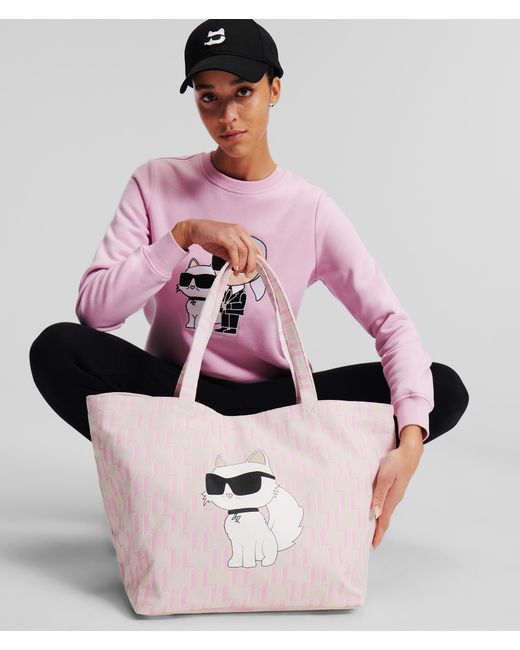 Karl Lagerfeld Pink K/ikonik Monogram Choupette Shopper