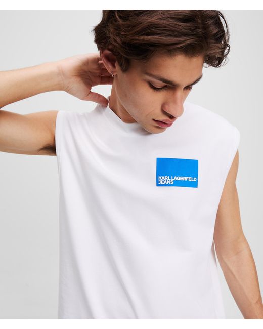 KL Jeans White Box Logo Tank Top for men