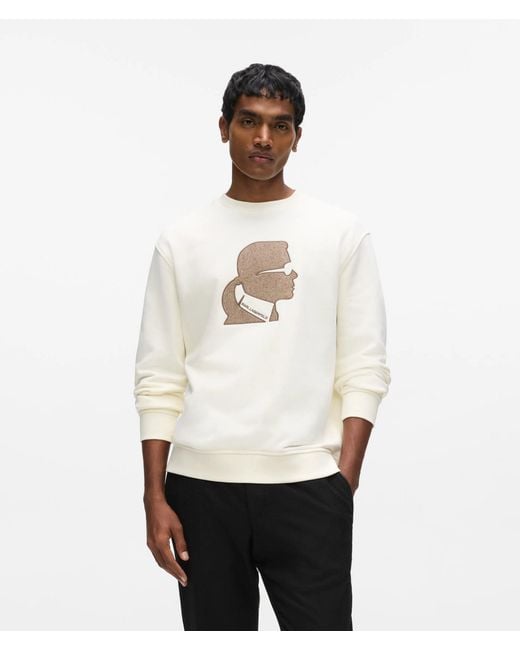 Karl Lagerfeld White Kameo Crew Neck Sweatshirt for men