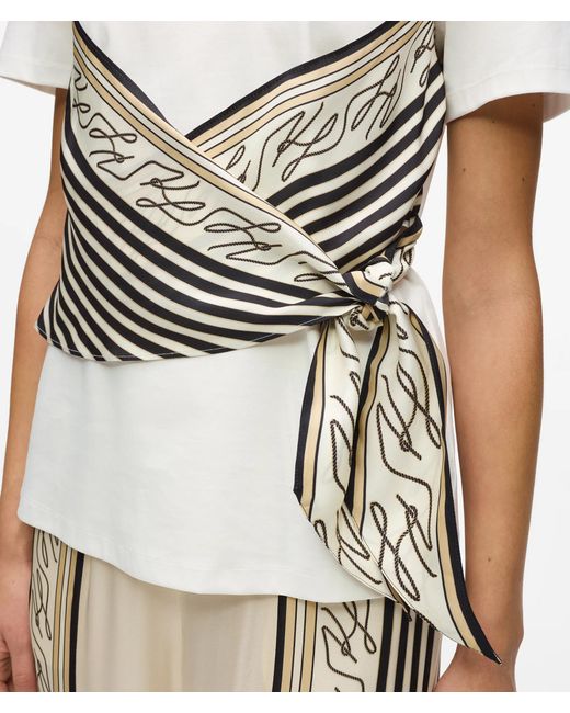 Karl Lagerfeld White Scarf Print T-Shirt