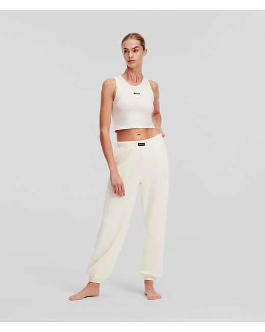 Karl Lagerfeld White Essential Logo Cuffed Loungewear Joggers