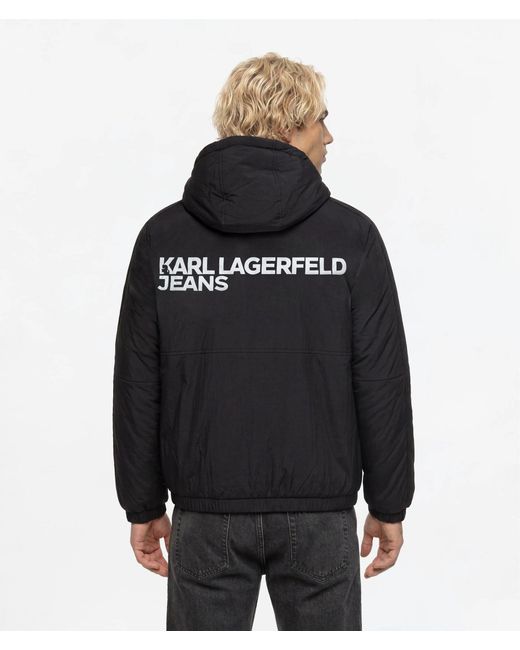 KL Jeans Black Reversible Teddy Puffer Jacket for men