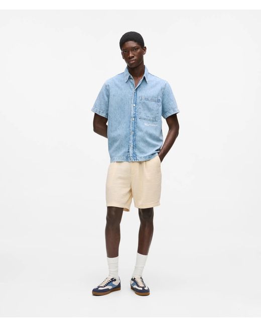 KL Jeans Blue Short-Sleeved Denim Shirt for men