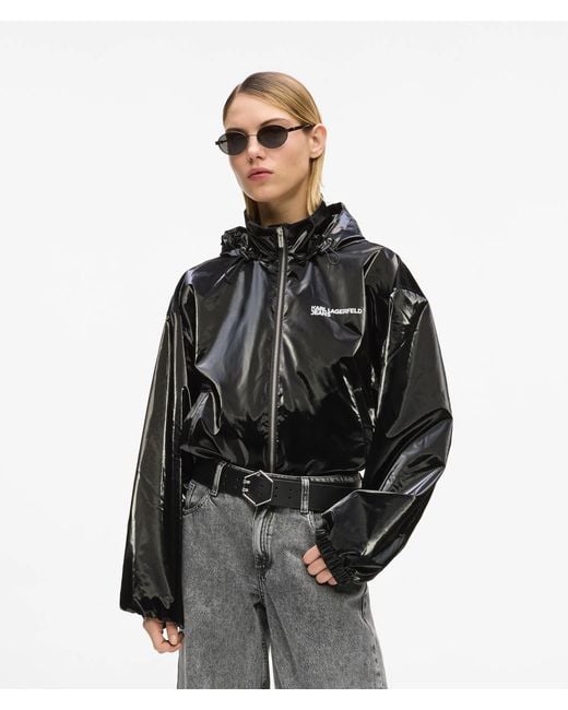 KL Jeans Black Shiny Hooded Jacket