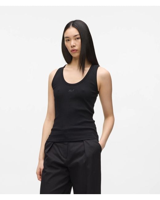 Karl Lagerfeld Black Signature Tank Top