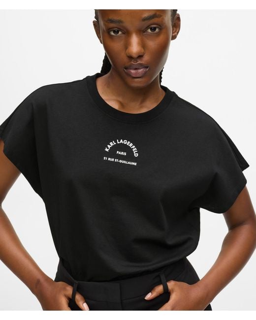 Karl Lagerfeld Black Relaxed Rue St-Guillaume Glitter T-Shirt