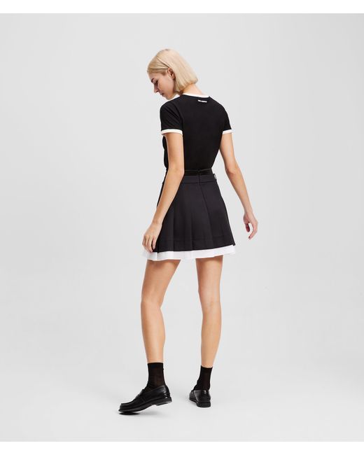 Karl Lagerfeld Black Ikon Pleated Mini Skirt