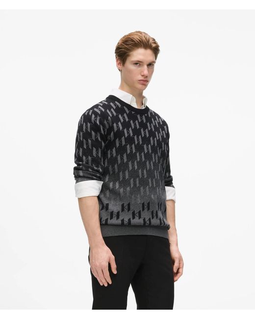 Karl Lagerfeld Black Gradient Monogram Sweater for men