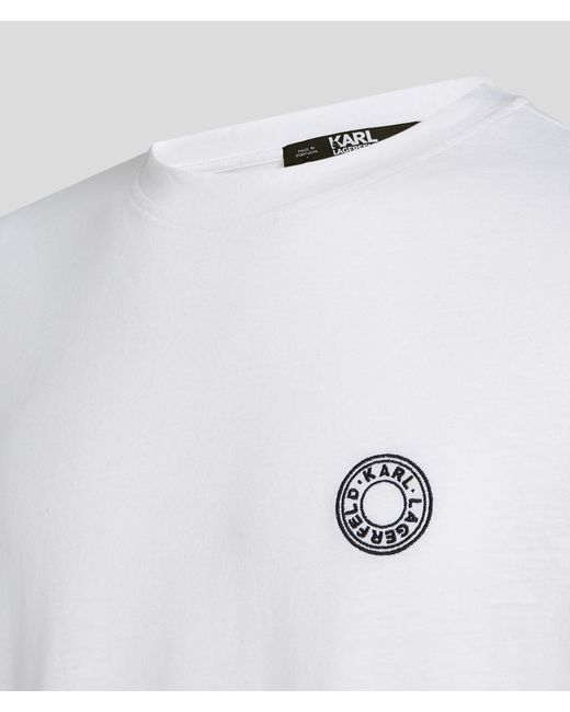 Karl Lagerfeld White Small Circle Logo T-shirt for men