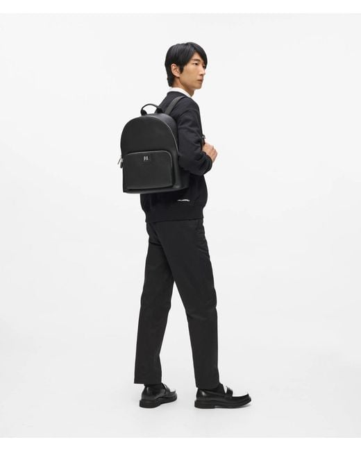 Karl Lagerfeld Black K/Monogram Leather Backpack for men