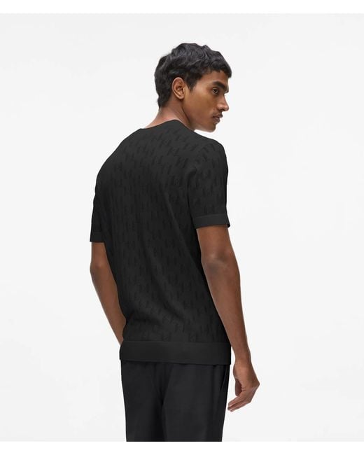 Karl Lagerfeld Black Monogram Short-Sleeved Sweater for men