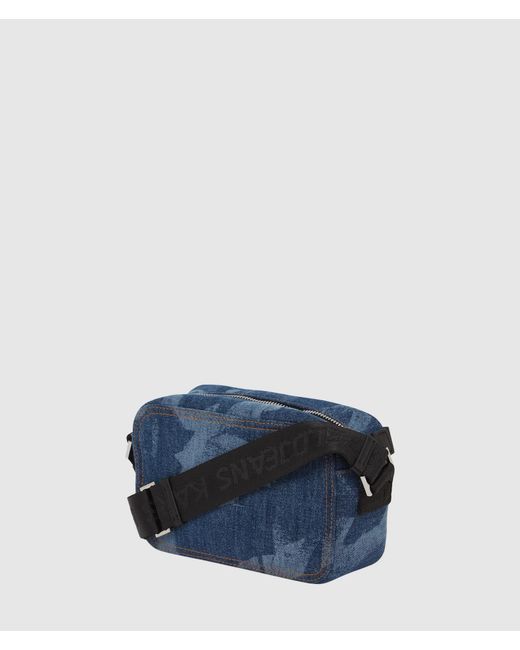 KL Jeans Blue Monogram Denim Camera Bag for men