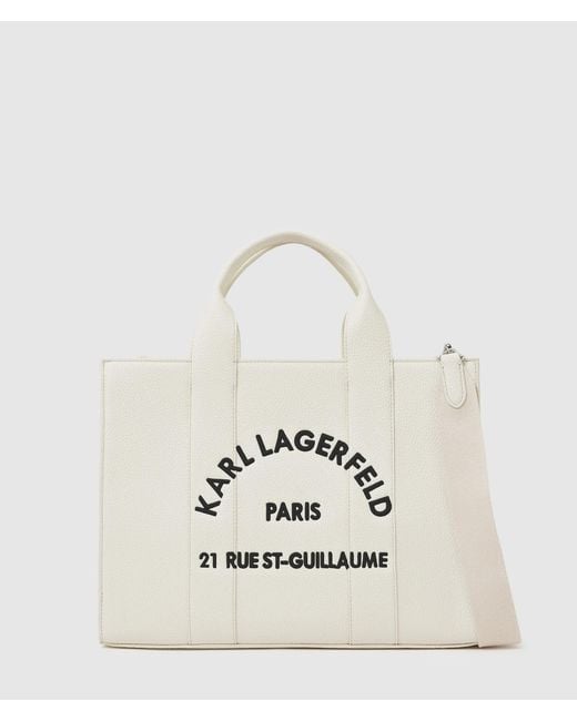 Karl Lagerfeld White Rue St-Guillaume Medium Tote Bag