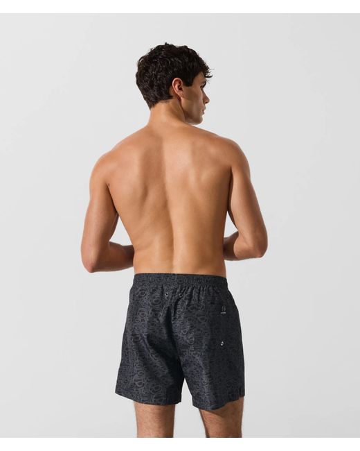 Karl Lagerfeld Black Ikon All-Over-Print Short Boardshorts for men
