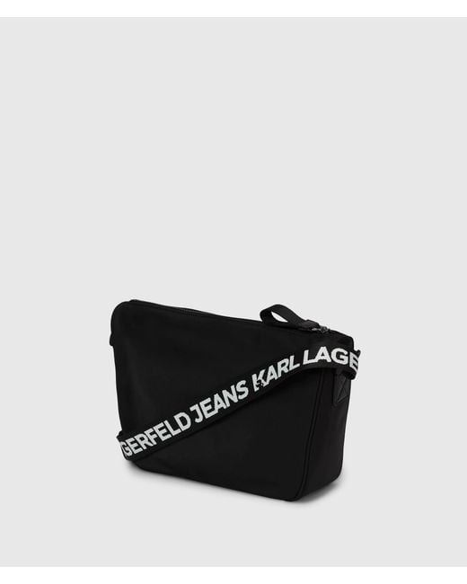 KL Jeans Black Logo Nylon Crossbody Bag for men