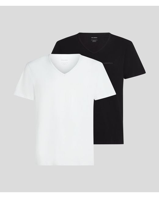 Karl Lagerfeld Black Logo V-Neck T-Shirt – 2-Pack for men